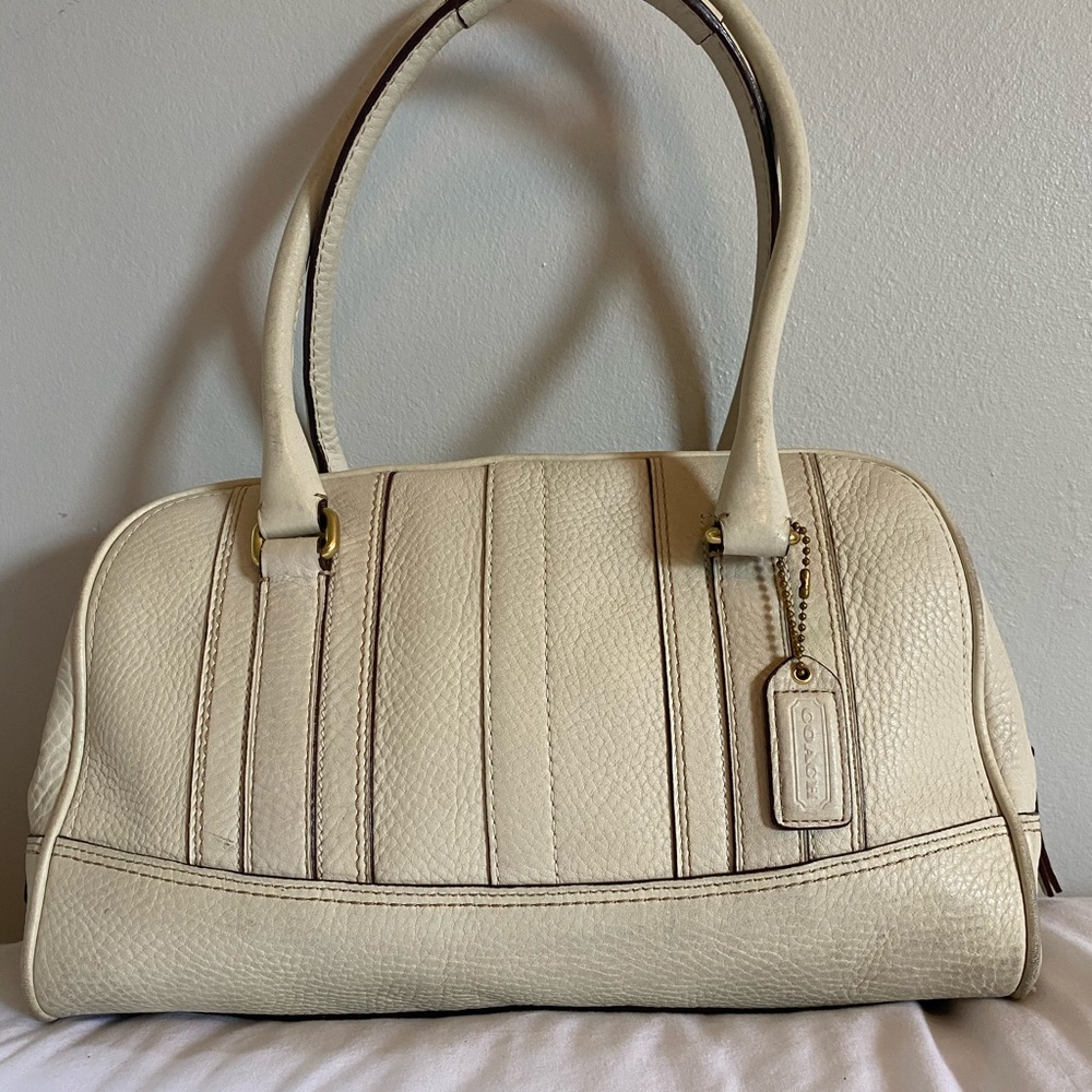 Coach Winter White Pebbled Leather Handbag
